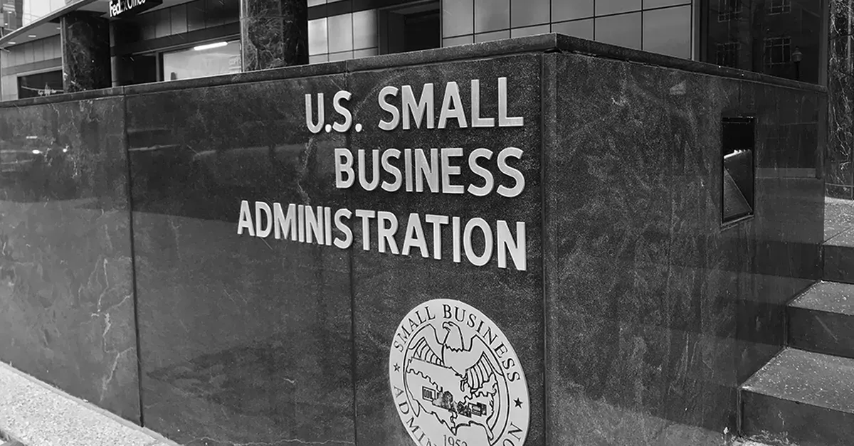 A black and white photo of the u.s. small business administration