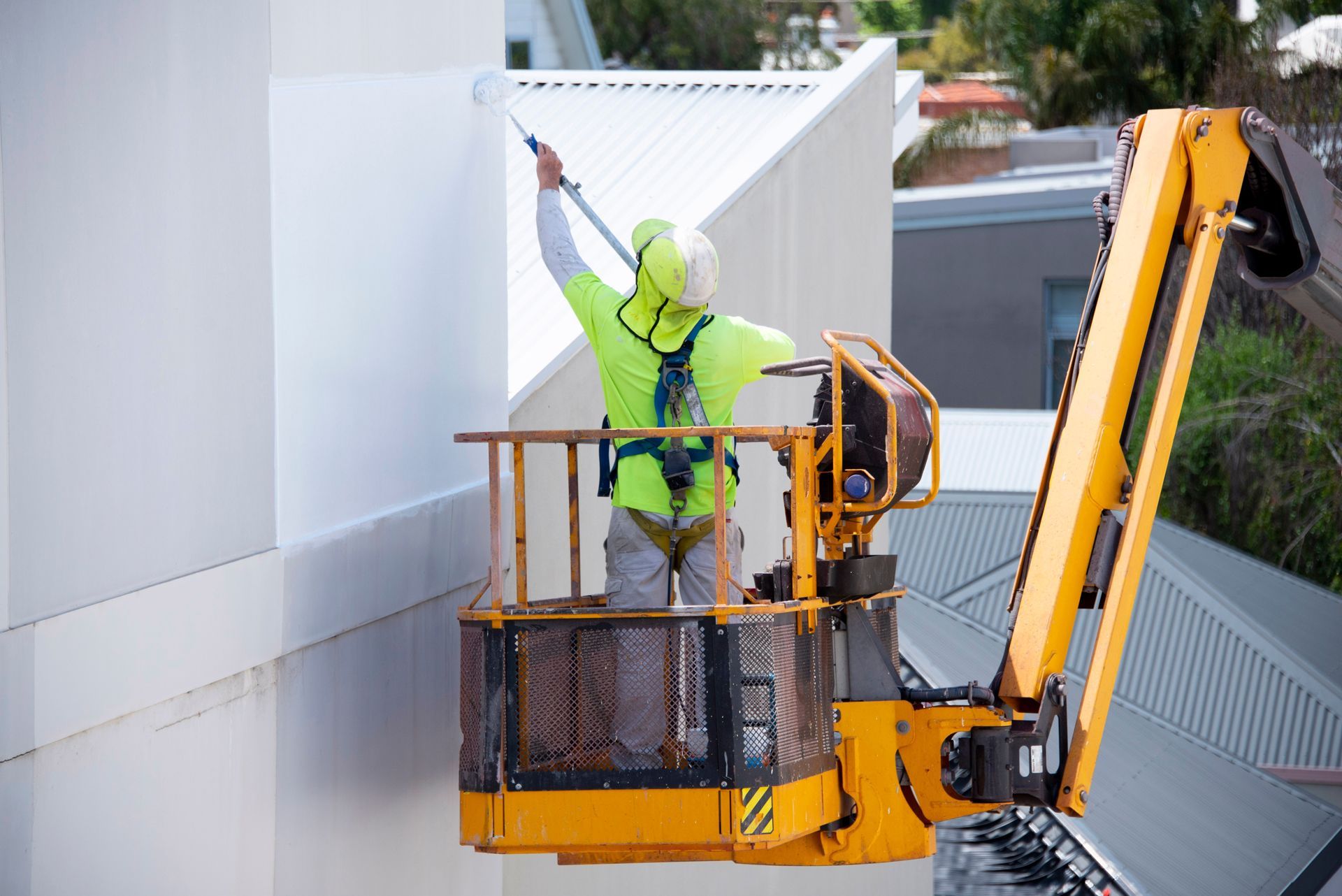 Painting Wall From a Crane 