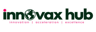 Innovaxhub logo in black and green with pink tagline: innovation | acceleration | excellence