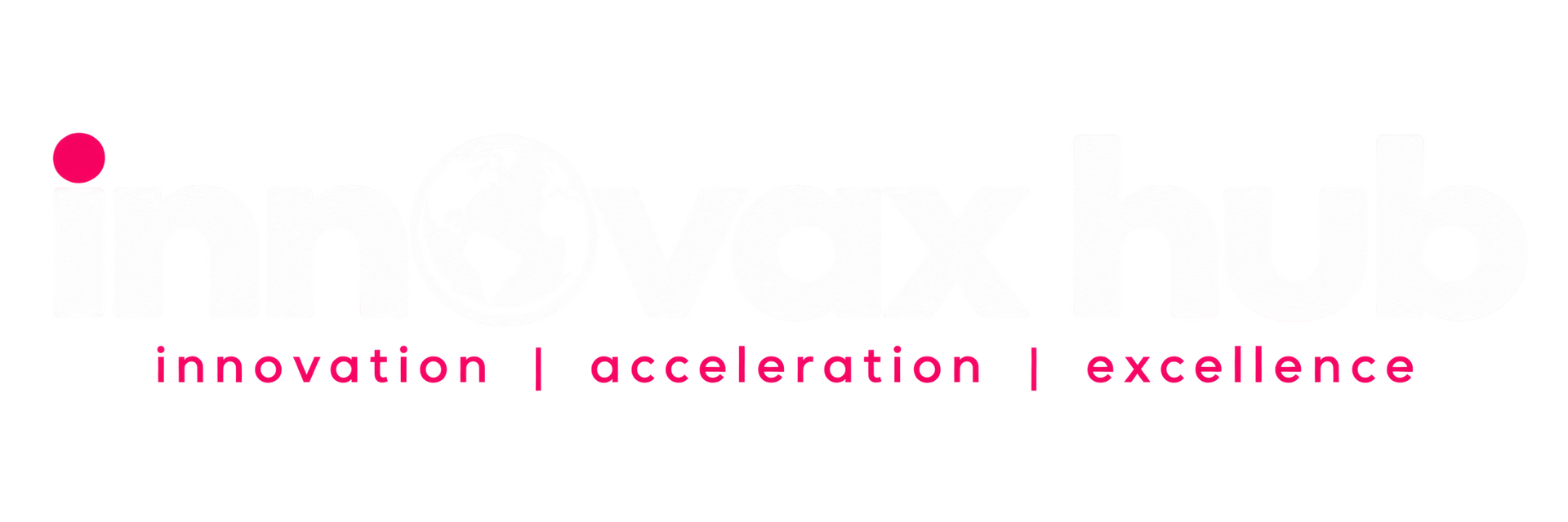 Pink logo with dot and the words “innovation | acceleration | excellence” on a white background