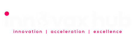 Pink logo with dot and the words “innovation | acceleration | excellence” on a white background