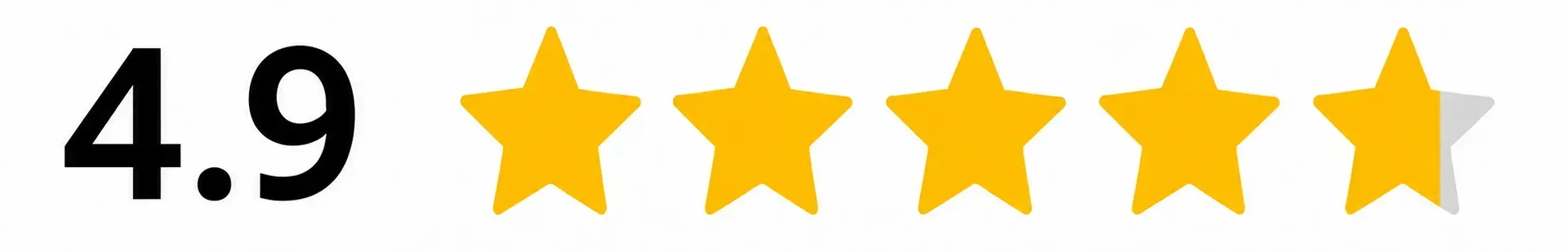 4.9 rating with four-and-a-half gold stars