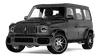 Black SUV viewed from the side on a white background