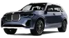 Blue compact SUV on a white background, angled front view with black wheels and roof rails