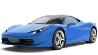Blue sports car on a white background, angled front-left view