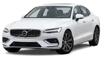 White Volvo sedan on a white background, front three-quarter view