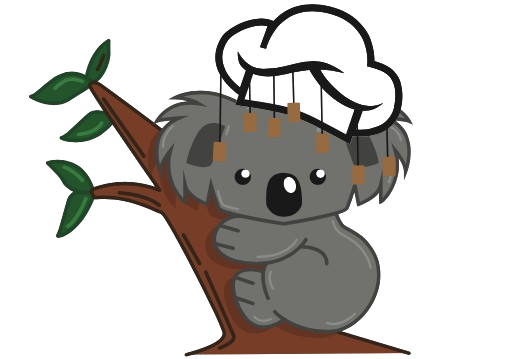 A Koala Bear Wearing A Chef 's Hat Is Sitting On A Tree Branch — Tru Blu Catering In Port Macquarie, NSW