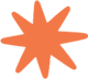 Orange six-point starburst icon on a white background