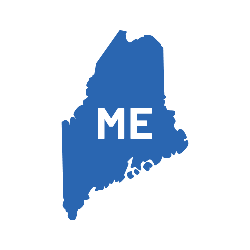 Blue outline of Maine with 