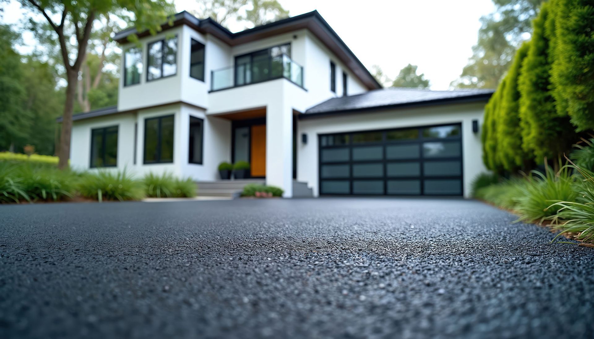 Modern house & asphalt drive
