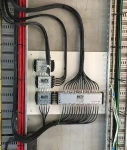 Electrical Control Panel With Neatly Routed Black and Red Wires — MATV Systems Australia Pty Ltd in Wickham, NSW