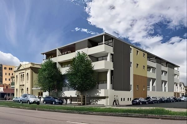 An Artist's Impression of A Building with Cars Parked in Front of It — MATV Systems Australia Pty Ltd in Wickham, NSW