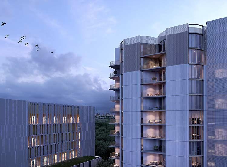 An Artist's Impression of A Tall Building with Birds Flying in The Sky — MATV Systems Australia Pty Ltd in Wickham, NSW
