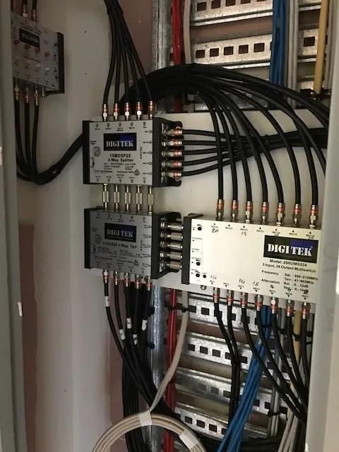 Electrical Panel With Circuit Modules and Many Black Wires — MATV Systems Australia Pty Ltd in Wickham, NSW