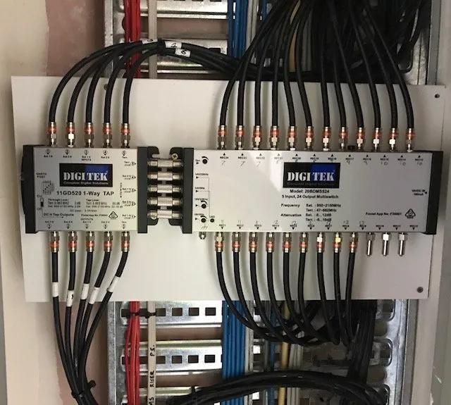 A Digitek Electrical Box with Lots of Wires Coming out Of It — MATV Systems Australia Pty Ltd in Wickham, NSW