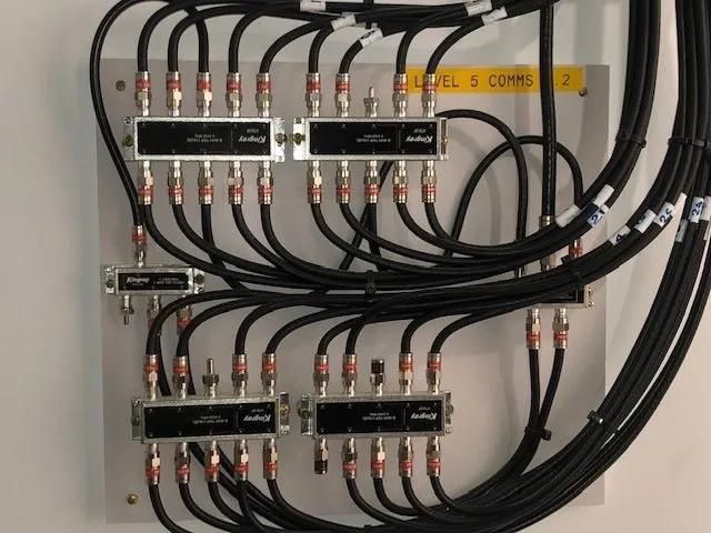Electrical Control Panel With Black Wiring and Labeled Terminal Blocks — MATV Systems Australia Pty Ltd in Wickham, NSW