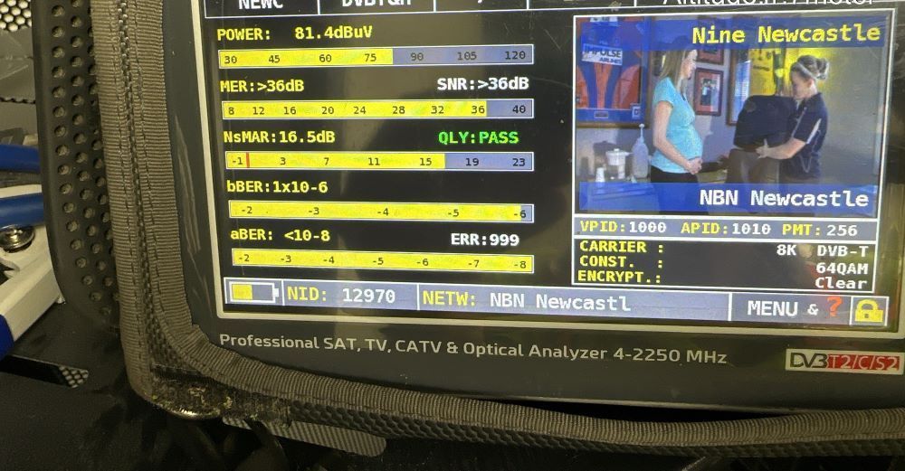 A TV Screen Shows a Channel Called Nine Newcastle — MATV Systems Australia Pty Ltd in Wickham, NSW
