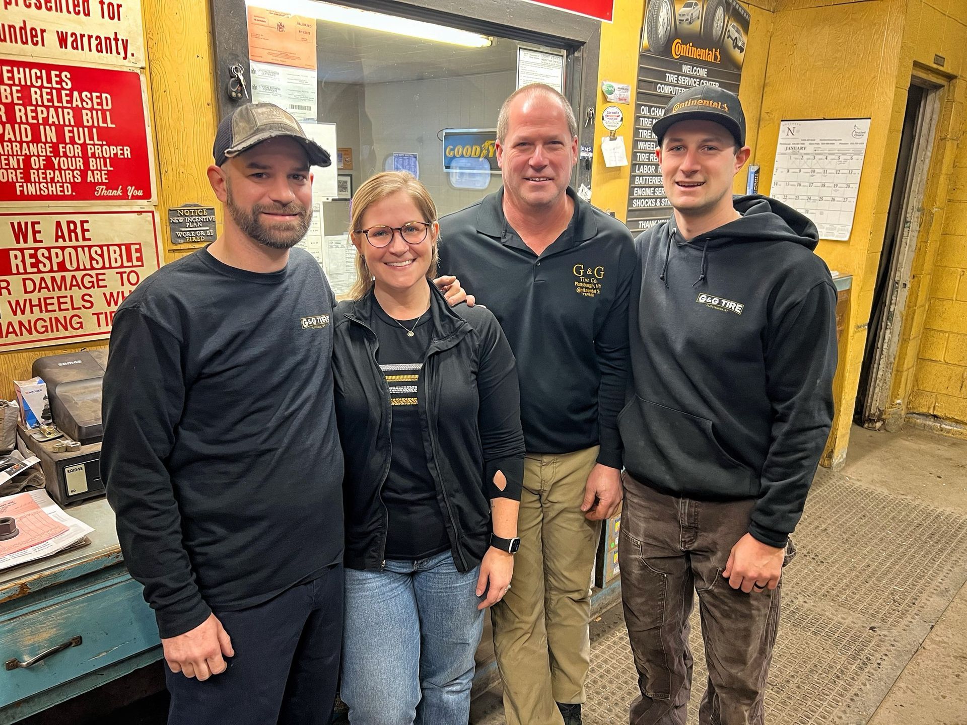 G&G Tire owners: Matthew Bruno, Kara Bruno, Robin Bechard, Brandon Bechard
