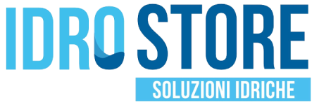 Logo for IDRO STORE with blue text and the tagline “SOLUZIONI IDRICHE” in a light blue bar