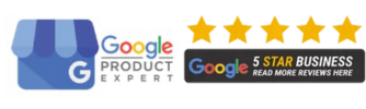 A google logo next to a google 5 star business logo