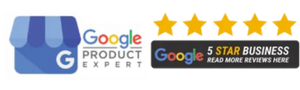 A google logo next to a google 5 star business logo