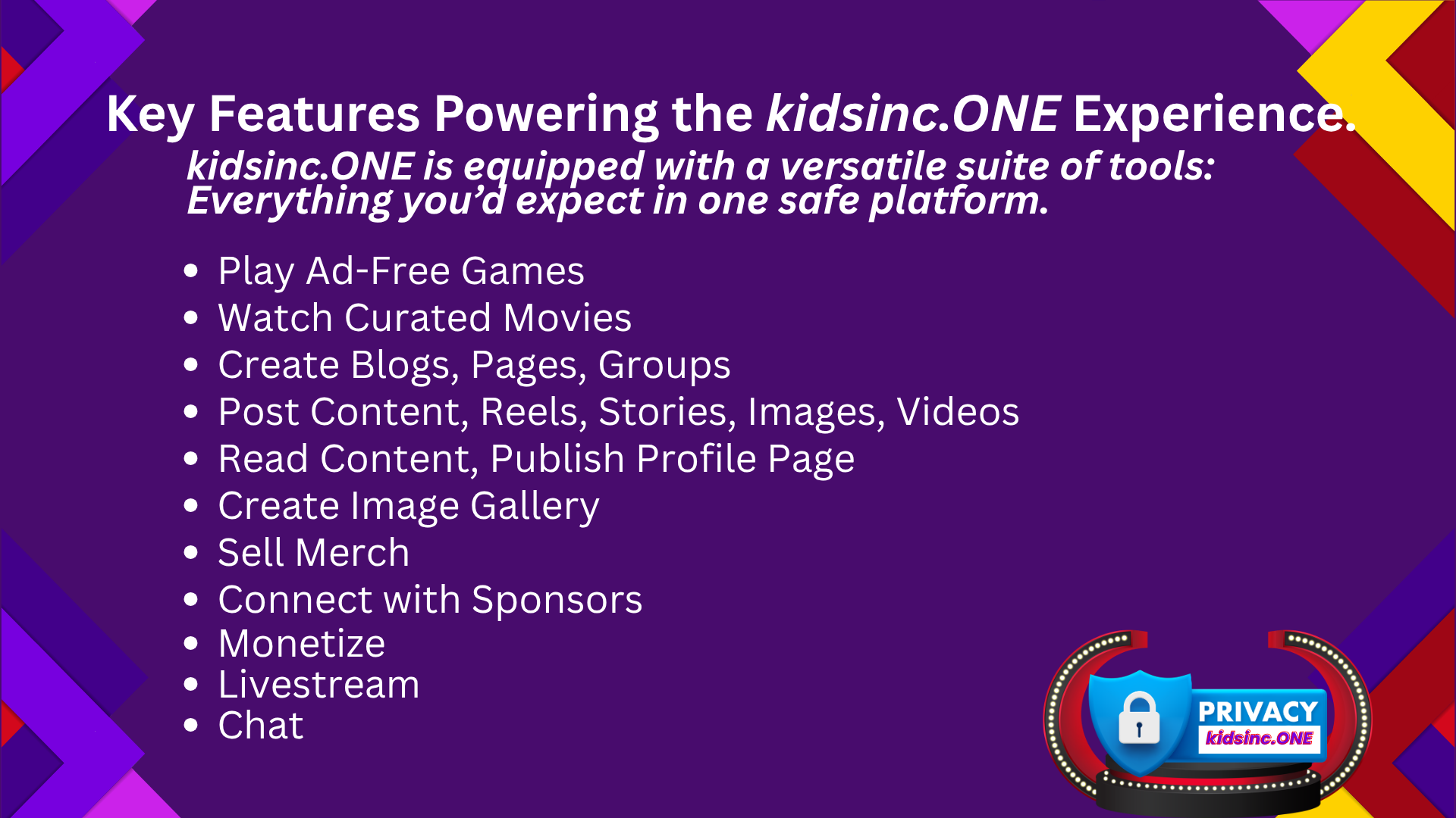 kidsinc.one features
