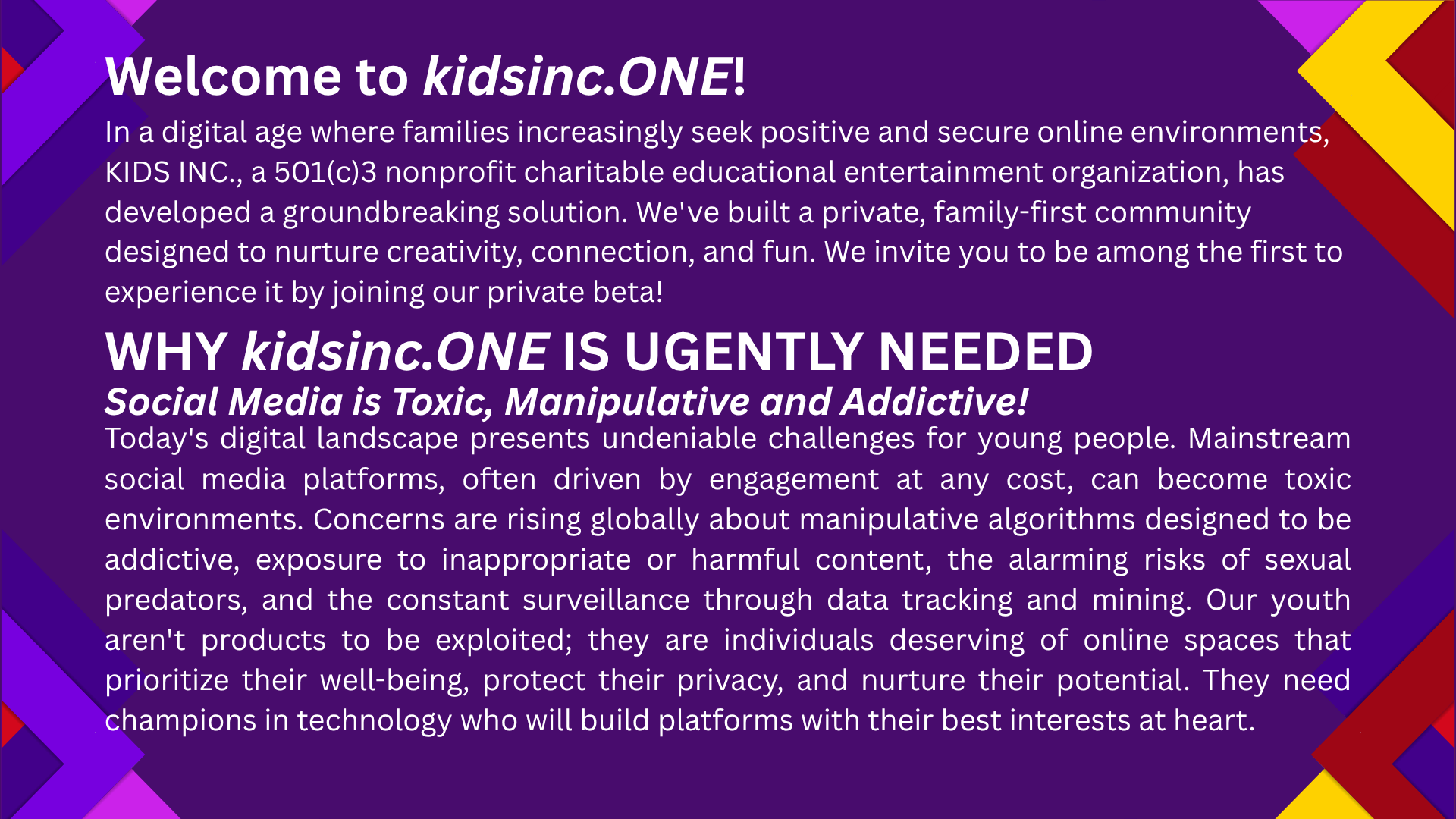 kidsinc.one welcome