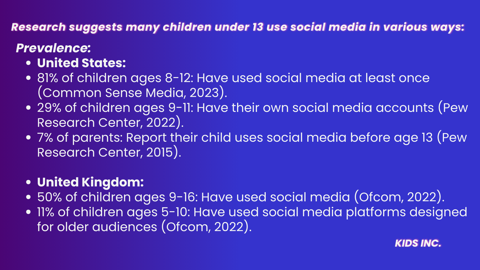 kidsinc.one data statistics