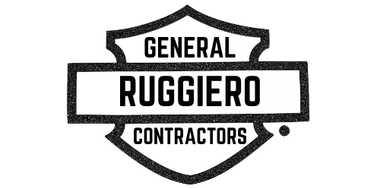 A black and white logo for general ruggiero contractors.