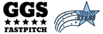 American football logo with a gray football and bold text on a dark shield with stars