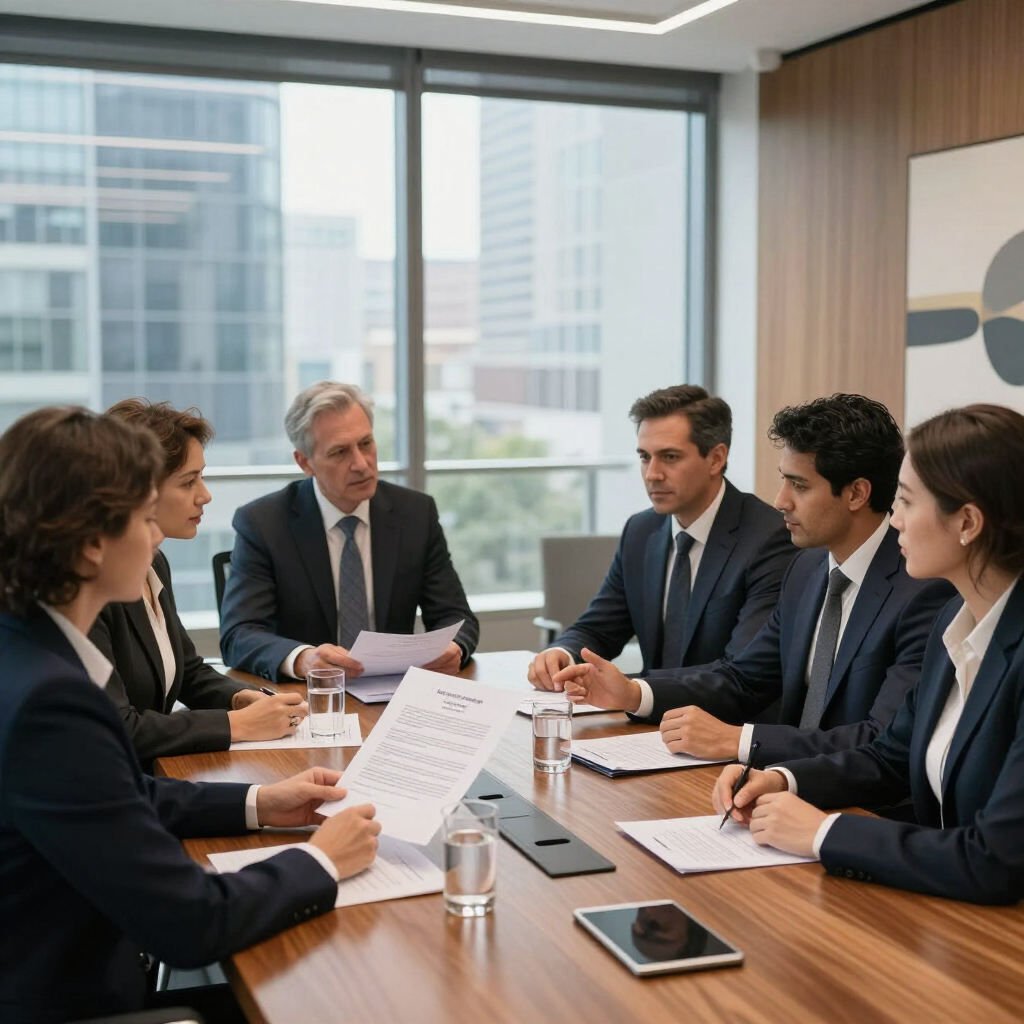 Reunión de negocios en una moderna sala de conferencias