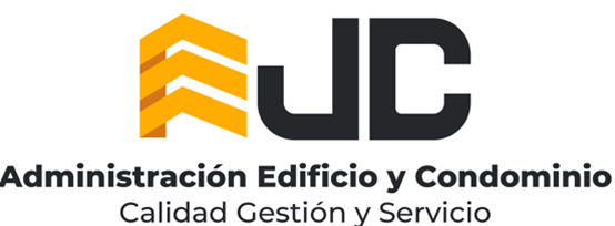Logo de JC en negro y naranja con el texto “Administración Edificio y Condominio, Calidad Gestión y Servicio”