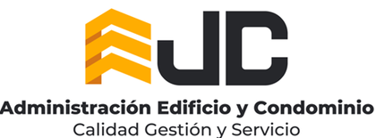 Logo de “ADC” en negro y naranja, con el texto “Administración Edificio y Condominio” y “Calidad Gestión y Servicio”