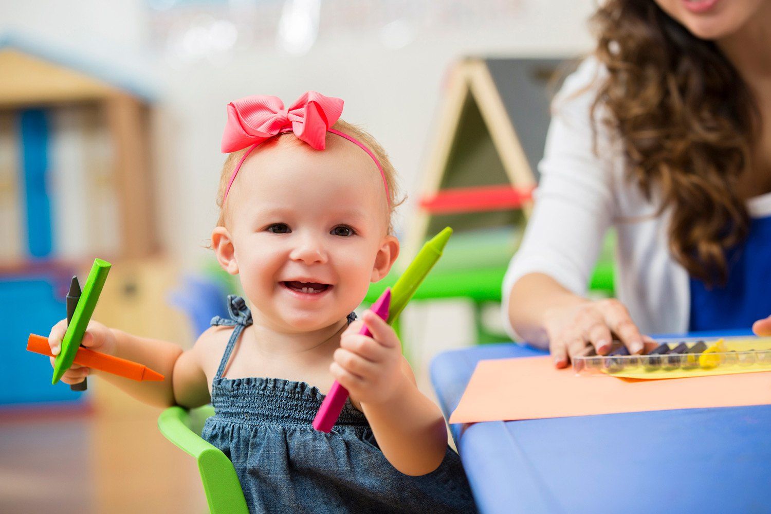 Toddler Playing with Crayons — Woodridge, IL — Montessori of Woodridge