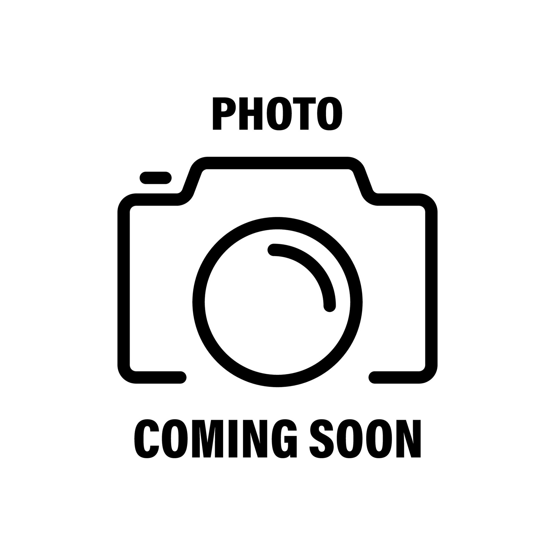 Black camera icon with “PHOTO COMING SOON” text on a white background