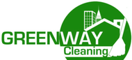 A green logo for greenway cleaning with a broom