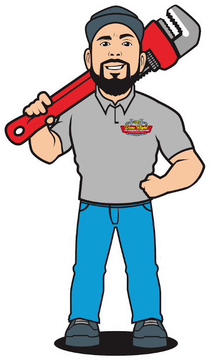 A man with a beard is holding a wrench on his shoulder.