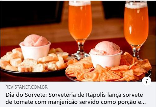 Sorvete de Tomate com Manjericão é destaque no g1 Sorvete de Tomate com Manjericão é destaque no g1