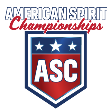 American Spirit Championships logo. Black and red text on a shield with three stars. ASC in bold font.