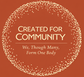 A sign that says created for community on it