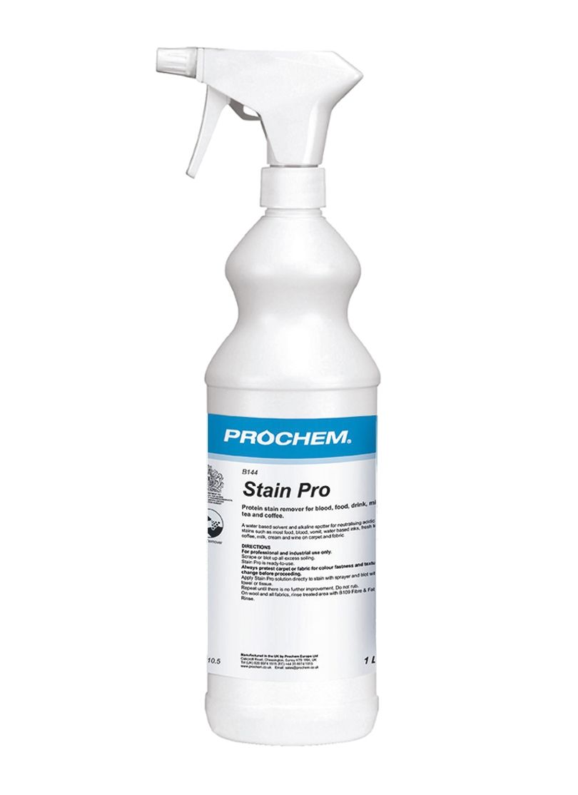 Bottle of ProChem Stain Pro cleaning spray with a spray nozzle.