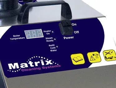 Stainless steel Matrix SO8 steam cleaner on wheels.