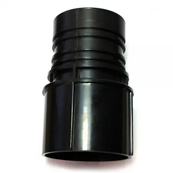 Black plastic vacuum hose adapter.