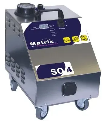 Stainless steel Matrix SQ4 steam cleaner on wheels.