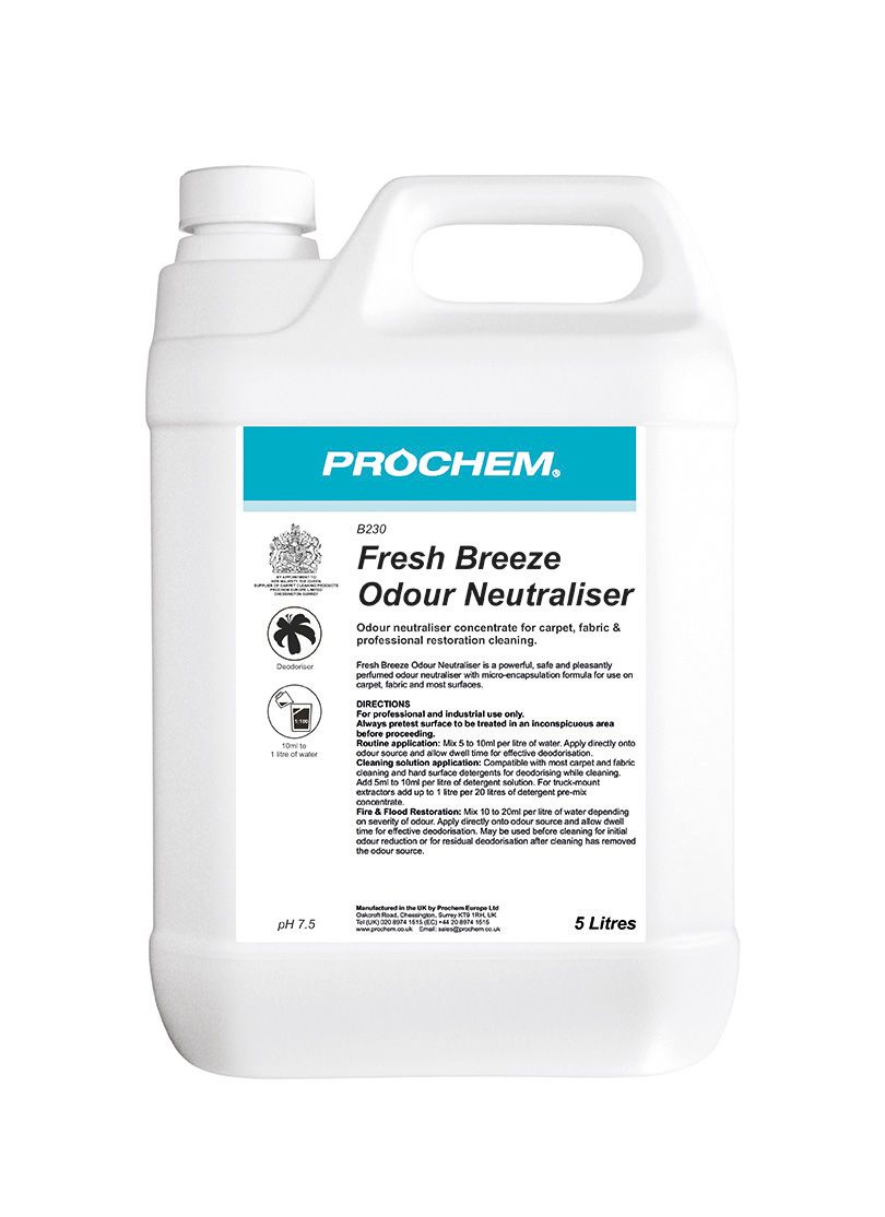 White Prochem Fresh Breeze Odour Neutraliser container with blue label, handle, and a white cap.