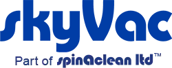 SkyVac logo: Blue text