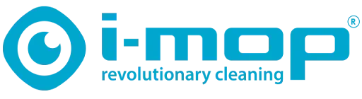 Logo of i-mop, a revolutionary cleaning product. The logo is blue and includes a stylized eye and the text.