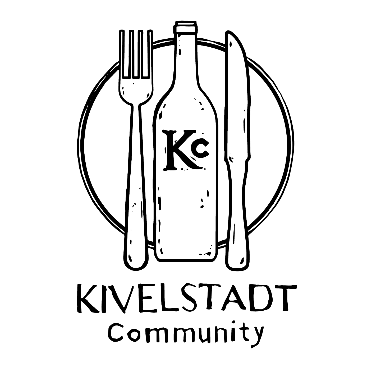 A black and white logo for kivelstadt community
