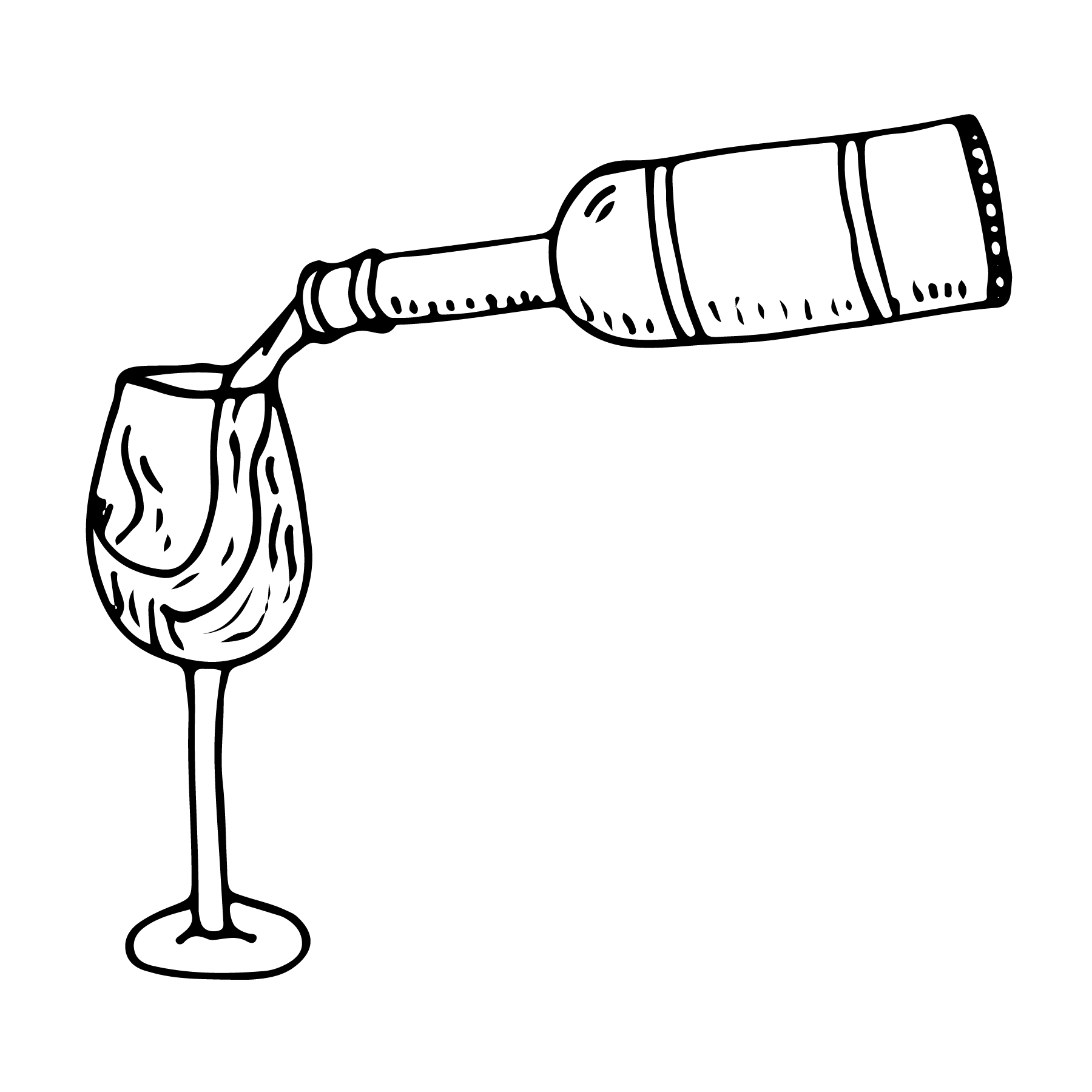 A bottle of wine is being poured into a glass.