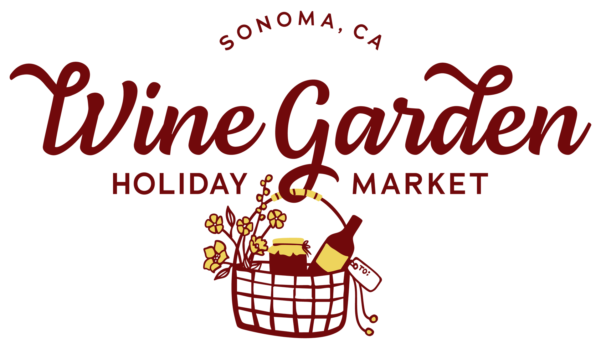 The logo for wine garden holiday & market in sonoma , ca
